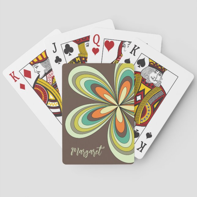 Jeu De Cartes les années 70 Hippie super Fleur Brown Retro Daisy (dos)