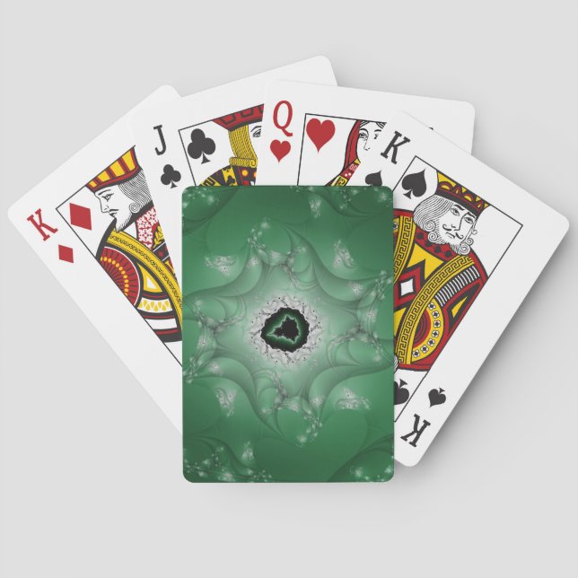 Jeu De Cartes Les cauchemars | Art fractal vert et blanc (dos)