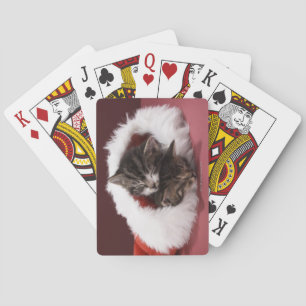 Jeu De Cartes Les chatons dorment ensemble en casquette de Noël