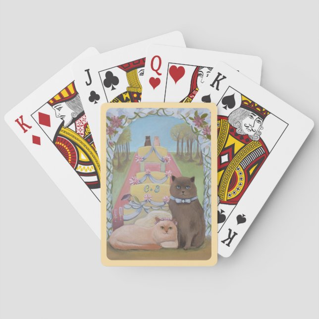 Jeu De Cartes Les chats mariages personnalisent les initiales (dos)
