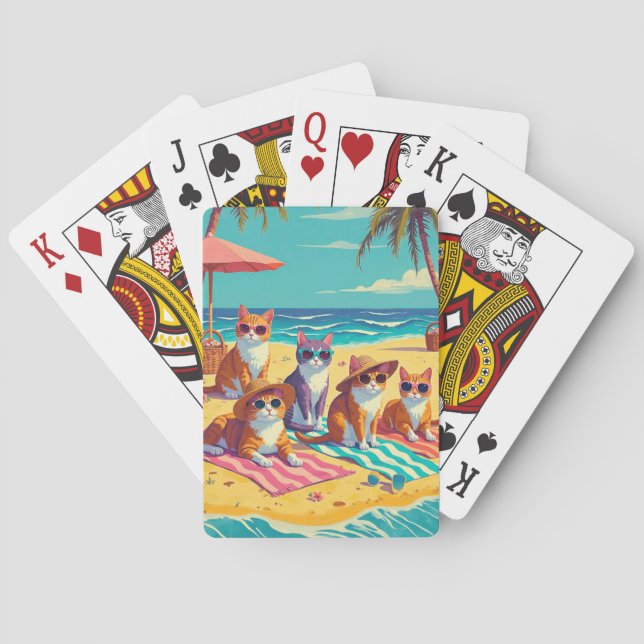 Jeu De Cartes Les chats se prélassent sur la plage (dos)