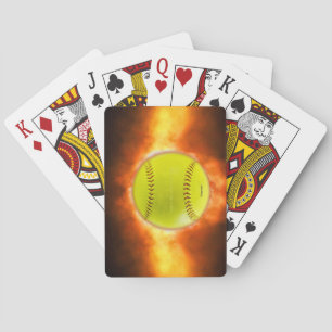 Jeu De Cartes Les flammes de balle rapide de softball jaune de S
