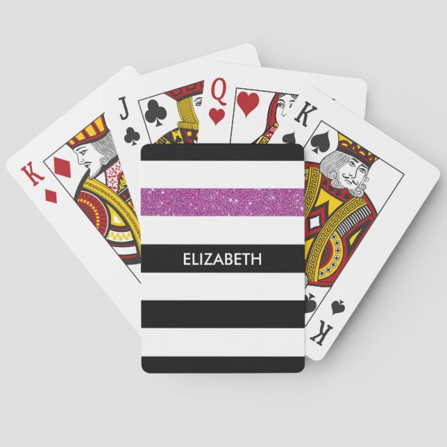Jeu De Cartes Les formes noires modernes FAUX Purple Glitz et No (dos)