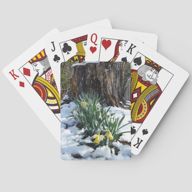 Jeu De Cartes Les jonquilles jaunes dans la neige (dos)