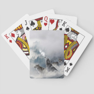 Jeu De Cartes Les loups en hiver Jouer aux cartes de neige
