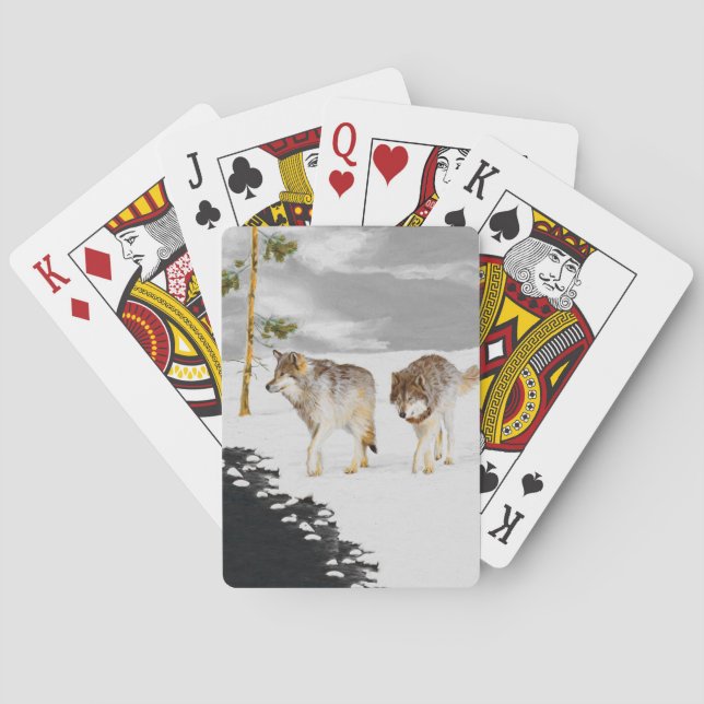 Jeu De Cartes Les loups en peinture sur neige - Art original de  (dos)