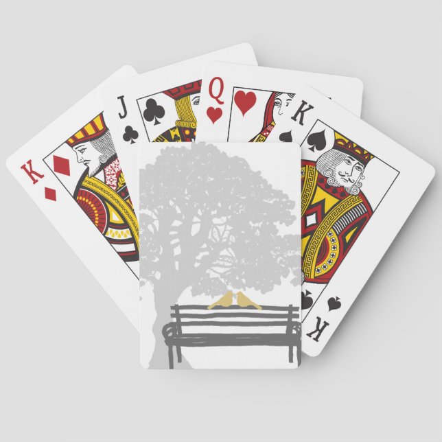 Jeu De Cartes Les oiseaux sur un Mariage de banc de parc (dos)