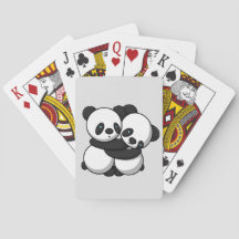 Les Pandas Accrochent Les Cartes De Jeu