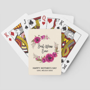 Jeu De Cartes Les pavots rose Fuchsia Meilleure Maman Jamais - F