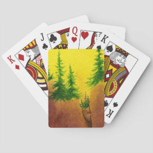 Jeu De Cartes Les pins sur une falaise abrupte font face à un le