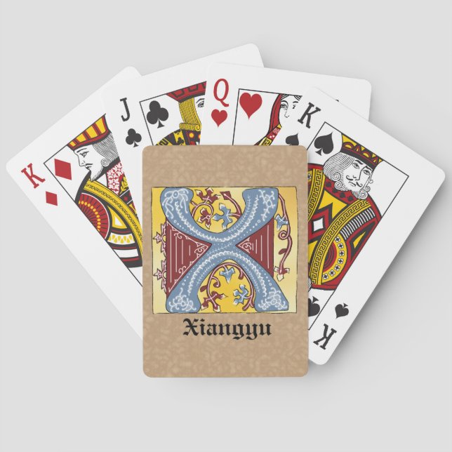 JEU DE CARTES LETTRE BLEUE ET ROUGE MOYENNE ÉCLAIRÉE X (dos)