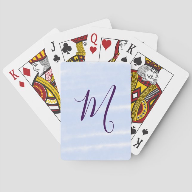 Jeu De Cartes Lettre de monogramme de nom aquarelle pastel viole (dos)
