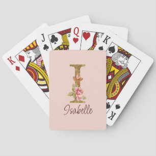 Jeu De Cartes Lettre de nom personnalisée I Roses roses blush en