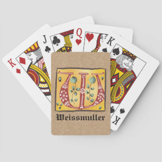 Jeu De Cartes Lettre Florale médiévale illuminée W Monogramme