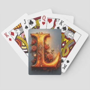 Jeu De Cartes Lettre L Personnalisée Ornée Dorée pour Cartes à J