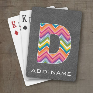 Jeu De Cartes Lettre monographie D - Chalkboard Chevron Motif