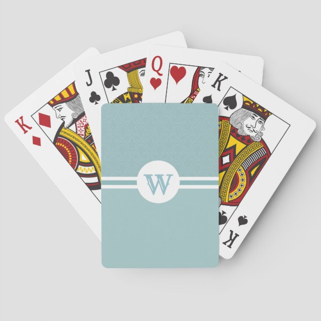 Jeu De Cartes Lettre ronde monogramme bleu clair (dos)