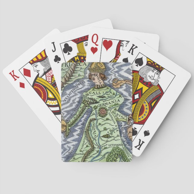 JEU DE CARTES L'EUROPE EN TANT QUE REINE, 1588 (dos)