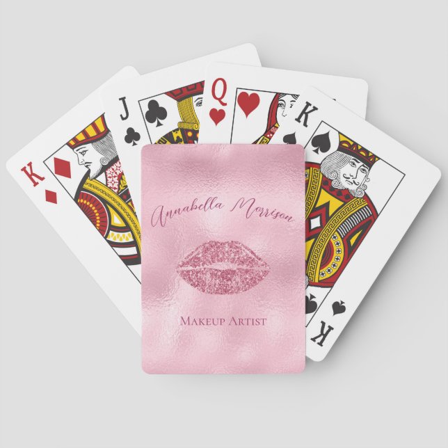 Jeu De Cartes Lèvres de Parties scintillant rose glamour (dos)