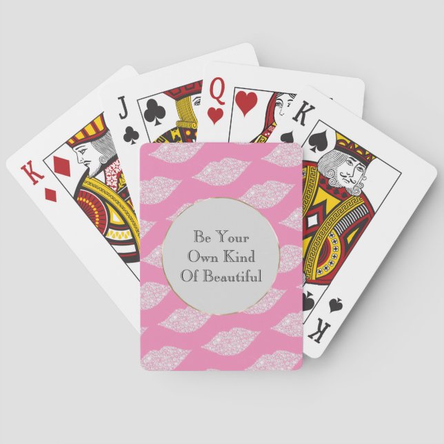 Jeu De Cartes Lèvres Diamantes Blanches Gris Rose (dos)