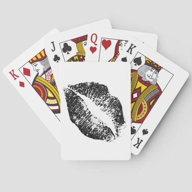 Jeu De Cartes Lèvres Pailletées Noires (dos)