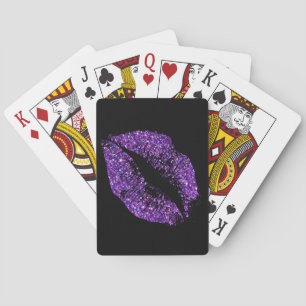 Jeu De Cartes Lèvres Pailletées Violet