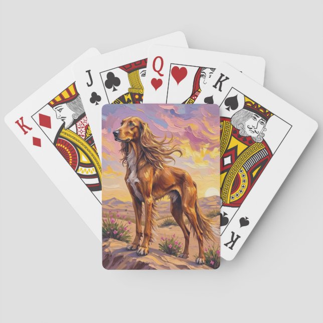 Jeu De Cartes Lévrier Afghan Sunset Désert Élégance (dos)
