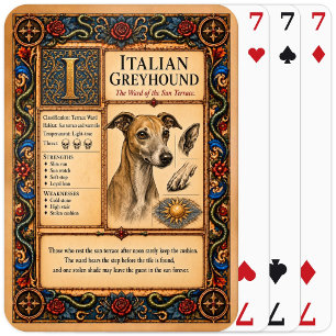 Jeu De Cartes Lévrier Italien, Art de Bestiaire Médiéval
