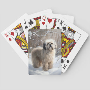 Jeu De Cartes Lhassa Apso Laisse Neige Noël