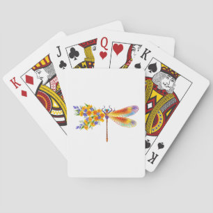 Jeu De Cartes libellule de fleurs jaunes