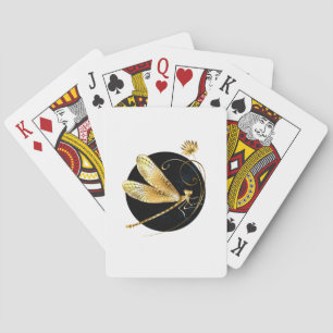 Jeu De Cartes libellule d'or en cercle noir