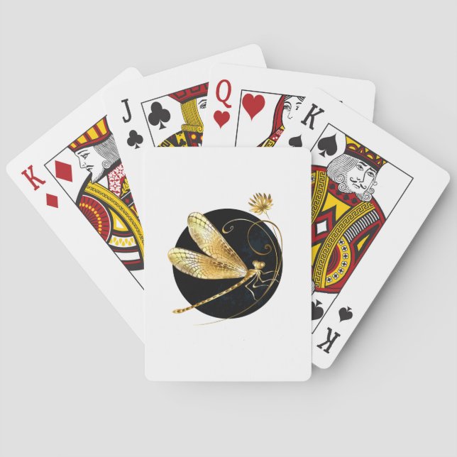 Jeu De Cartes libellule d'or en cercle noir (dos)