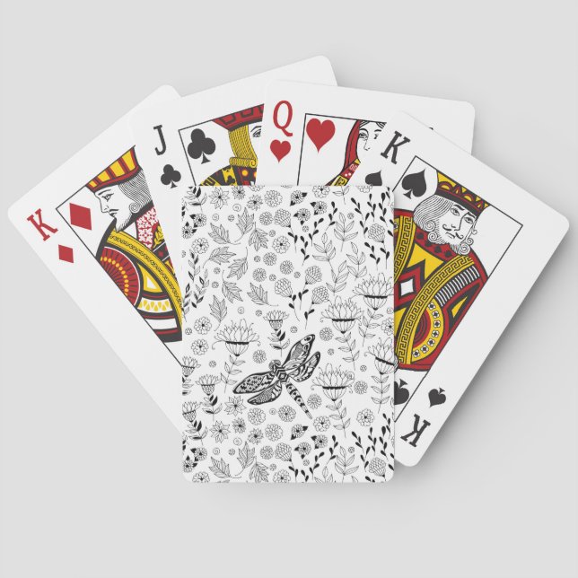 Jeu De Cartes libellule et fleurs (dos)