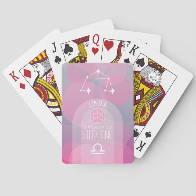 Jeu De Cartes Libra Custom Birthdate - Zodiac - Design moderne (dos)