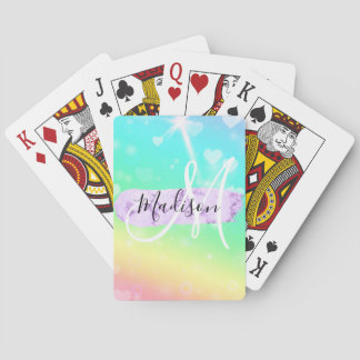 Jeu De Cartes Licorne Arc-en-Ciel Cœurs Monogramme Coloré Fémini
