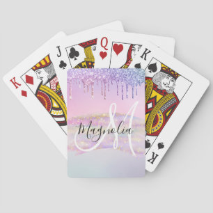 Jeu De Cartes Licorne de pluie arc-en-ciel glamour ombré paillet