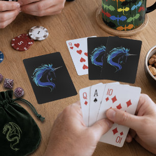 Jeu De Cartes Licorne noire élégante Fantaisie Magique Bleu Arge