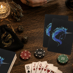 Jeu De Cartes Licorne noire élégante Fantaisie Magique Bleu Arge