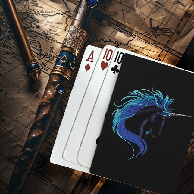 Jeu De Cartes Licorne noire élégante Fantaisie Magique Bleu Arge (Créateur téléchargé)