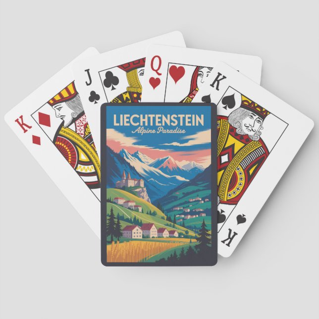 Jeu De Cartes Liechtenstein Landscape Illustration Travel Art (dos)