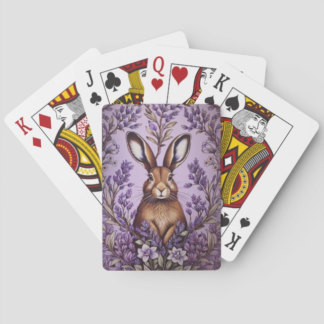 Jeu De Cartes Lièvre mignon Avec Lavender William Morris Inspiré (dos)