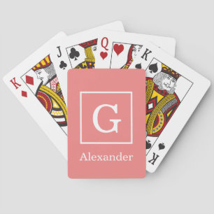 Jeu De Cartes Light Coral White Framed Initial monogram