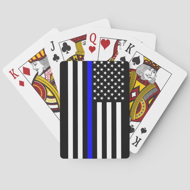 Jeu De Cartes Ligne Bleue fine aux États-Unis (dos)