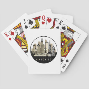 Jeu De Cartes Ligne Skyline Black Chicago Illinois moderne