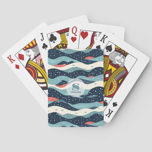 Jeu De Cartes Lignes Abstraites avec points de flocon de neige (dos)