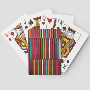 Jeu De Cartes Lignes colorées Bois Bleu Orange Motif Amusant