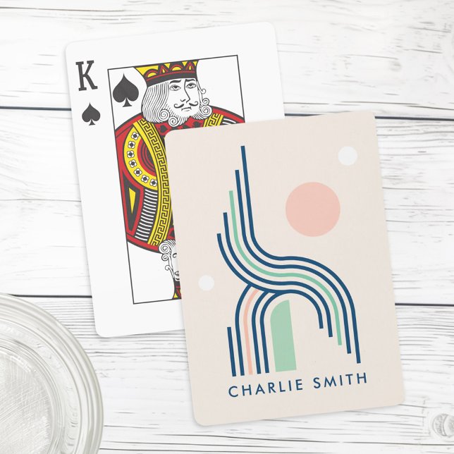 Jeu De Cartes Lignes d'art géométrique abstraites rétro arches c (Retro abstract geometric art lines arches circles poker cards)