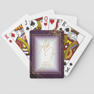 Jeu De Cartes Lignes d'or fin Mariage Abstrait tout en plum ID86