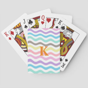 Jeu De Cartes Lignes modernes Wavy   Pastel Waves Monogram