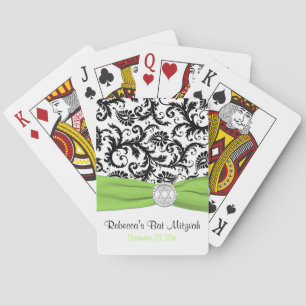 Jeu De Cartes Lime Blanc Noir Damas Bat mitzvah Jouer des cartes